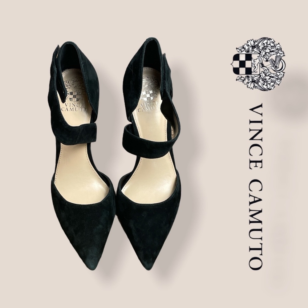 Vince Camuto Black Suede Charlotte Heels Size 8.5
